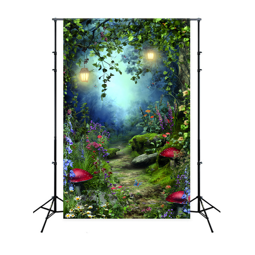 Toile de fond Forêt Magique Jardin Fées Lanternes Conte De Fées TWW59-156