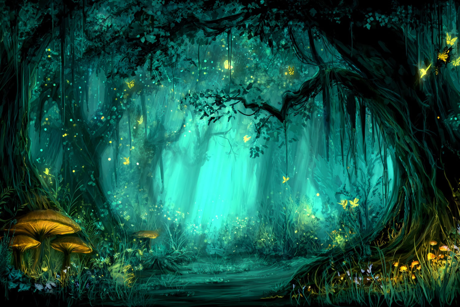 Toile de fond Forêt Enchantée Bois Mystiques Lumineux Fées TWW59-158