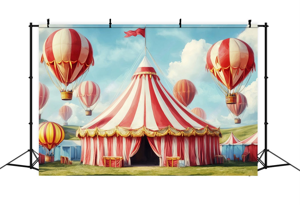 Toile de fond Cirque Chapiteau Montgolfières Pastel TWW59-16