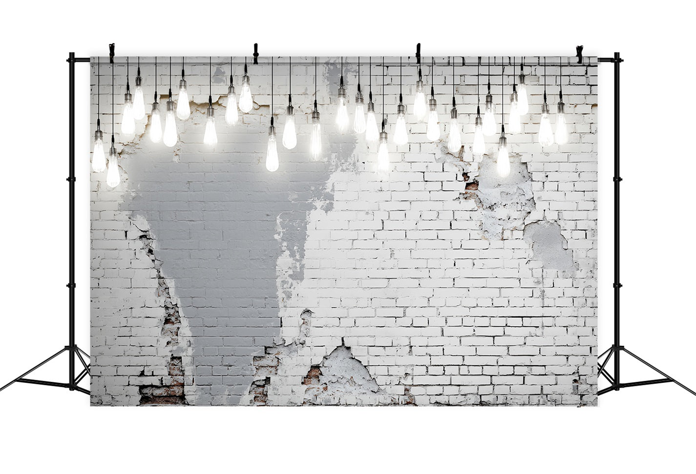 Toile de fond Mur Brique Blanc Ampoules Suspendues Mur Délavé TWW59-162