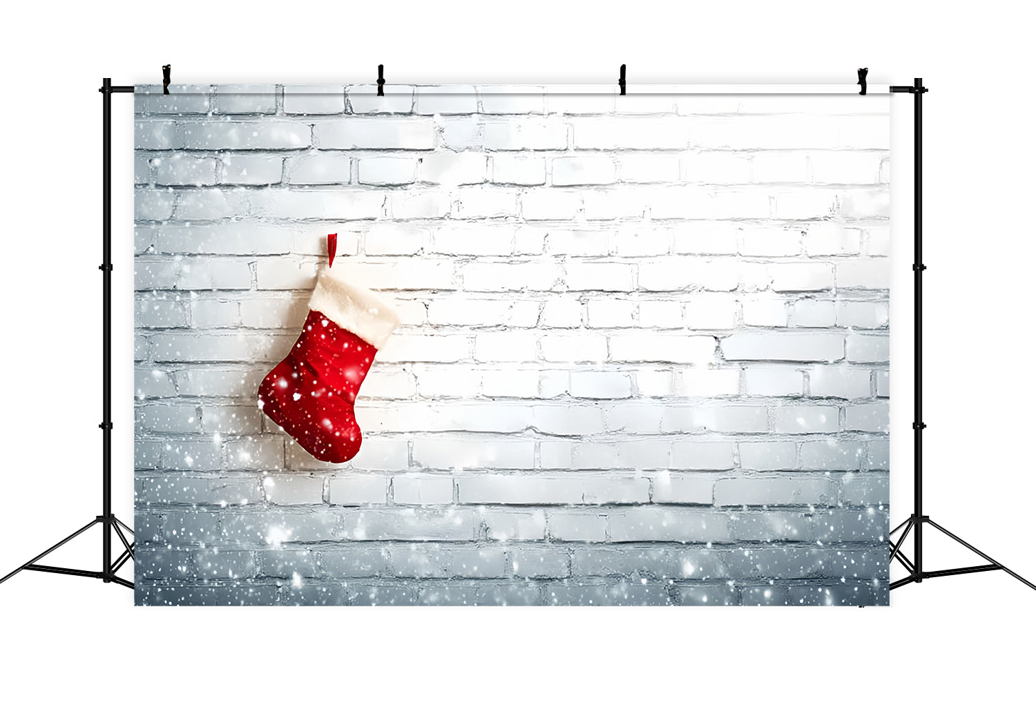 Toile de fond Mur Brique Blanc Noël Bas Suspendus Mur Blanc TWW59-170