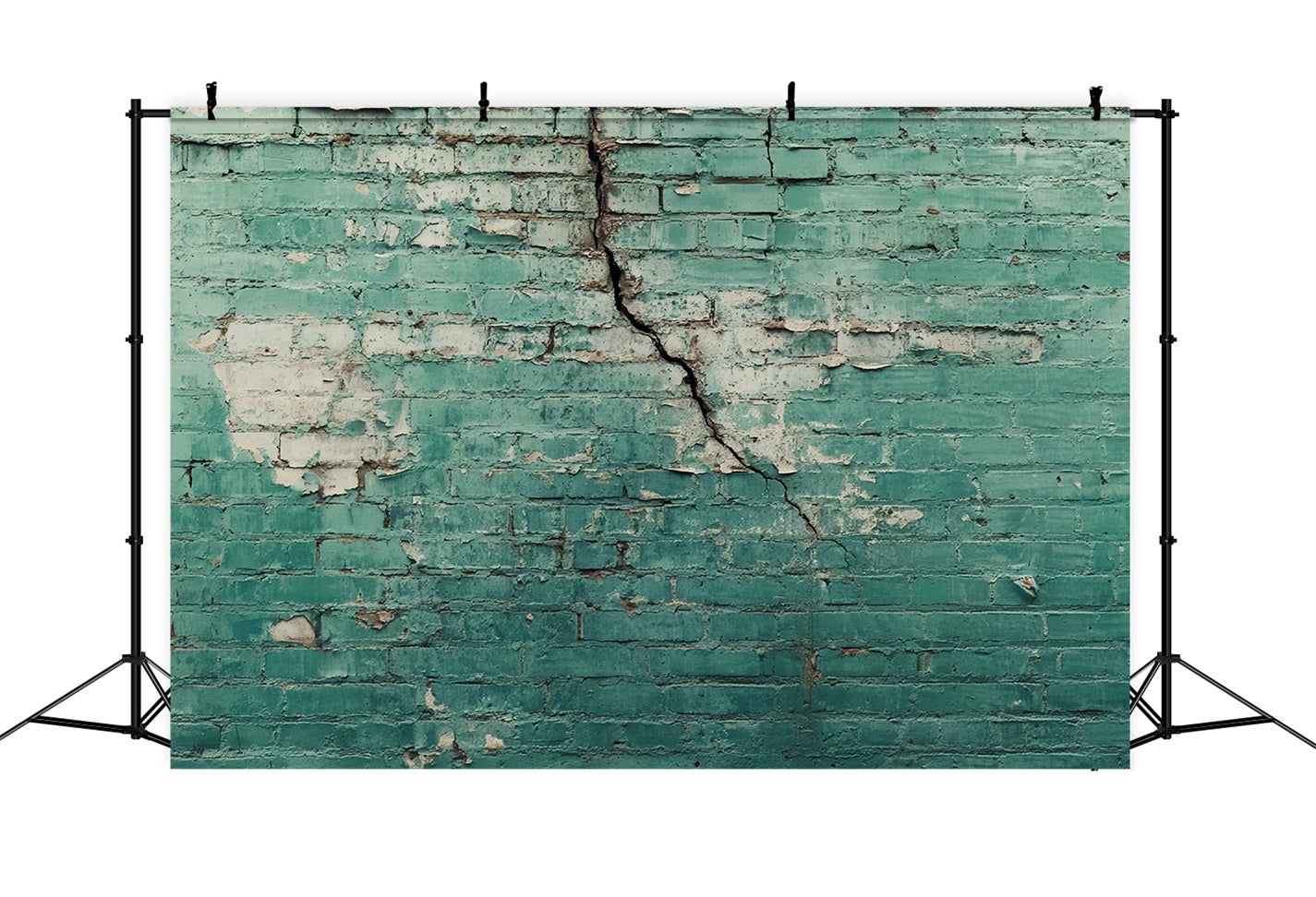 Toile de fond Mur Brique Vert Vieilli Fissuré TWW59-171