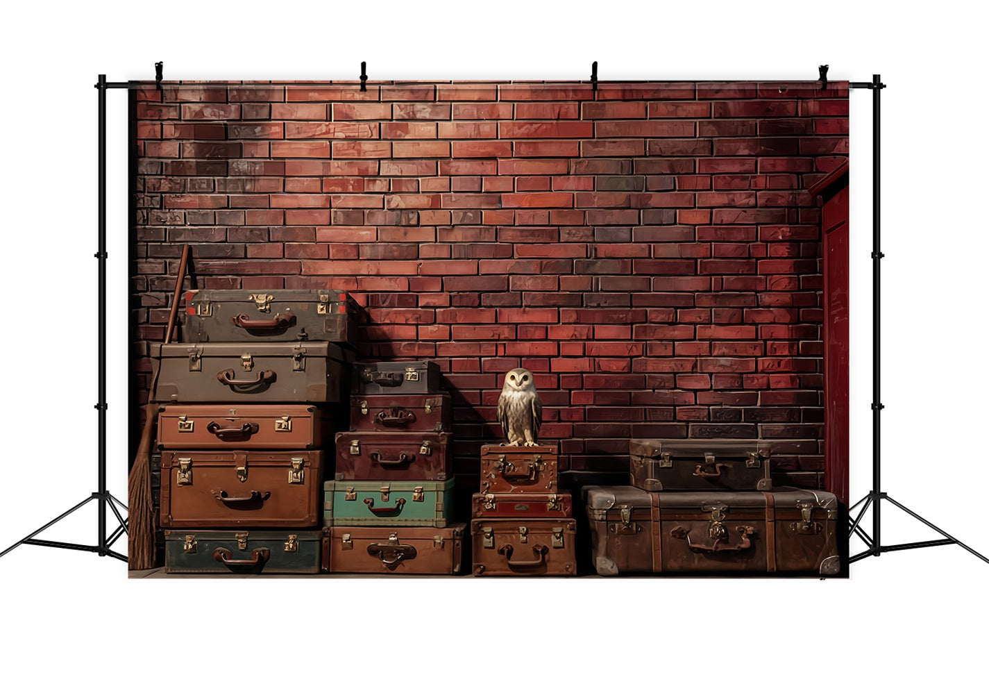 Toile de fond Mur Brique Valises Empilées Rouge TWW59-175