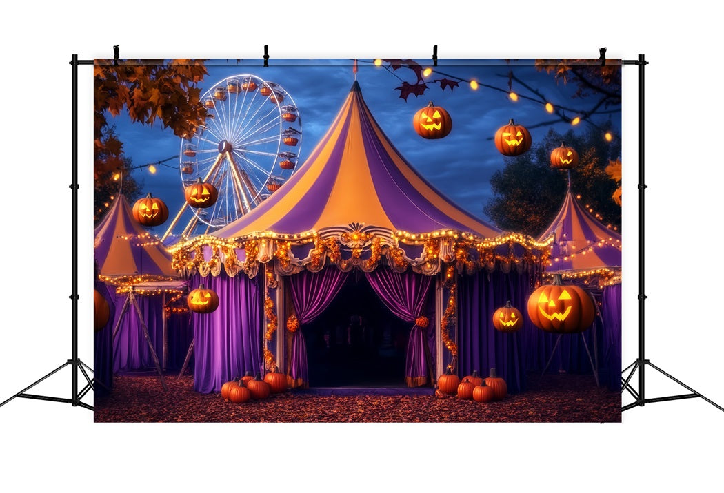 Toile de fond Cirque Halloween Citrouille Lanterne Violette TWW59-18