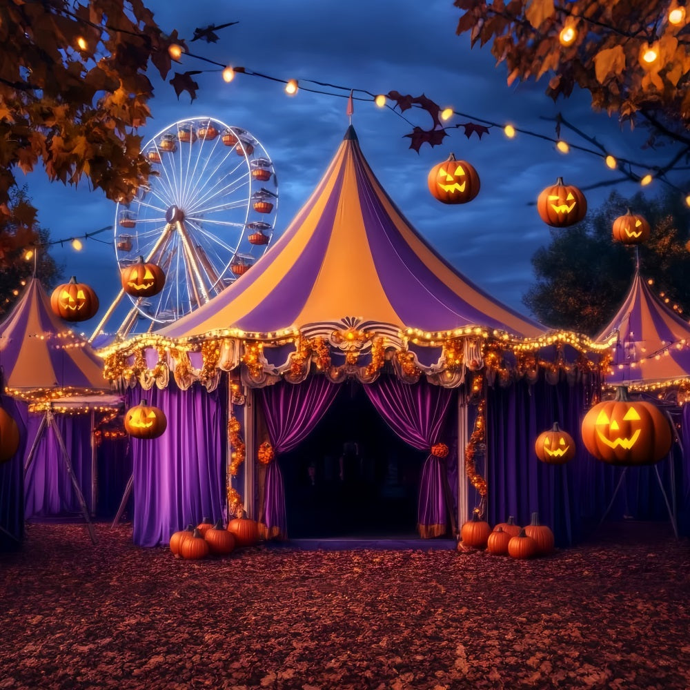 Toile de fond Cirque Halloween Citrouille Lanterne Violette TWW59-18