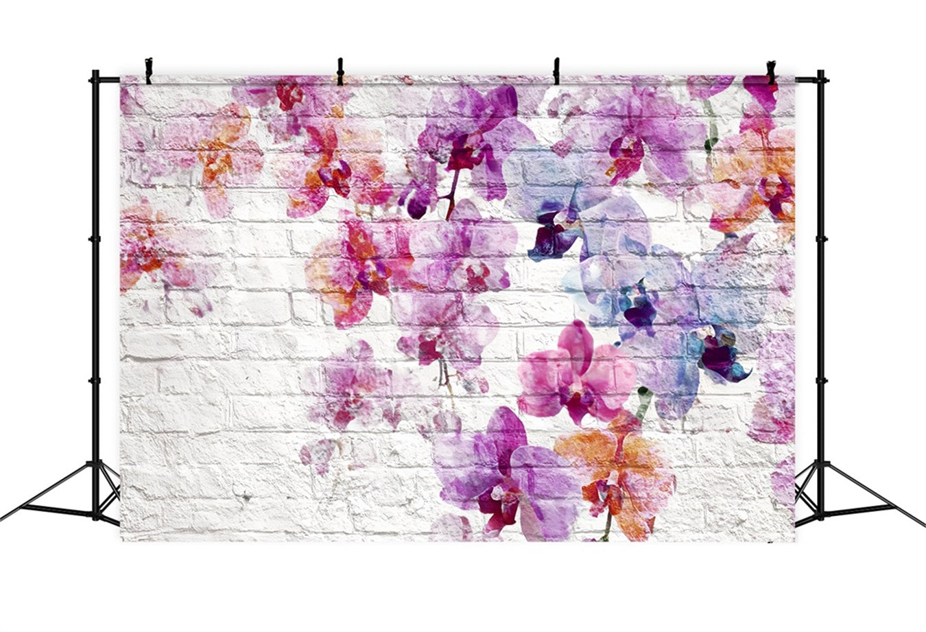 Toile de fond Mur Brique Orchidée Aquarelle Mur Blanc TWW59-182