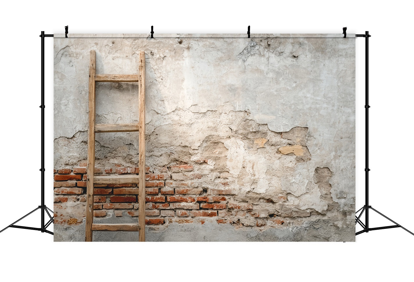 Toile de fond Mur Brique Béton Vieilli Échelle Bois TWW59-186