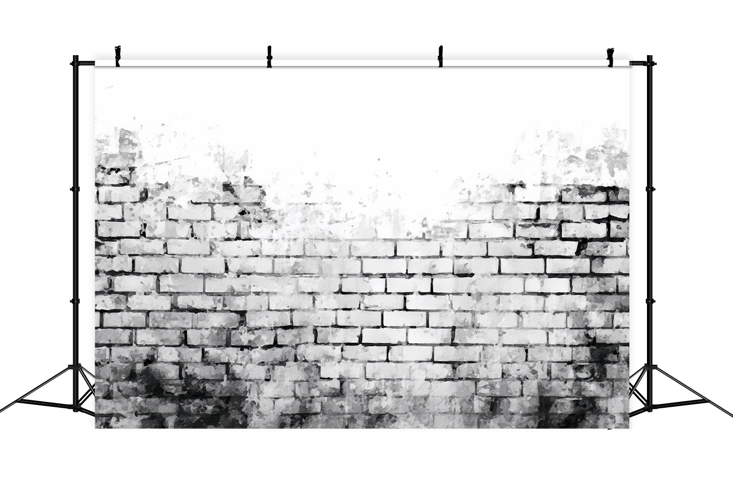 Toile de fond Mur Brique Noir et Blanc Aquarelle TWW59-196