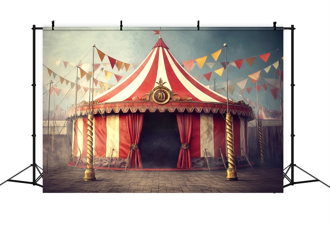 Toile de fond Cirque Chapiteau Vintage Rayé Carnaval TWW59-2