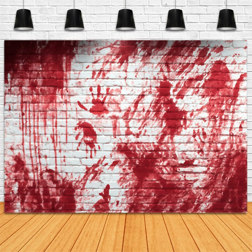 Toile de fond Mur Brique Empreinte Sanglante Mur d’Horreur TWW59-204