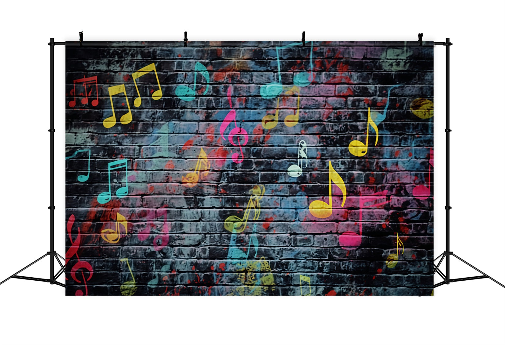 Toile de fond Mur Brique Notes Musicales Graffiti Coloré TWW59-207