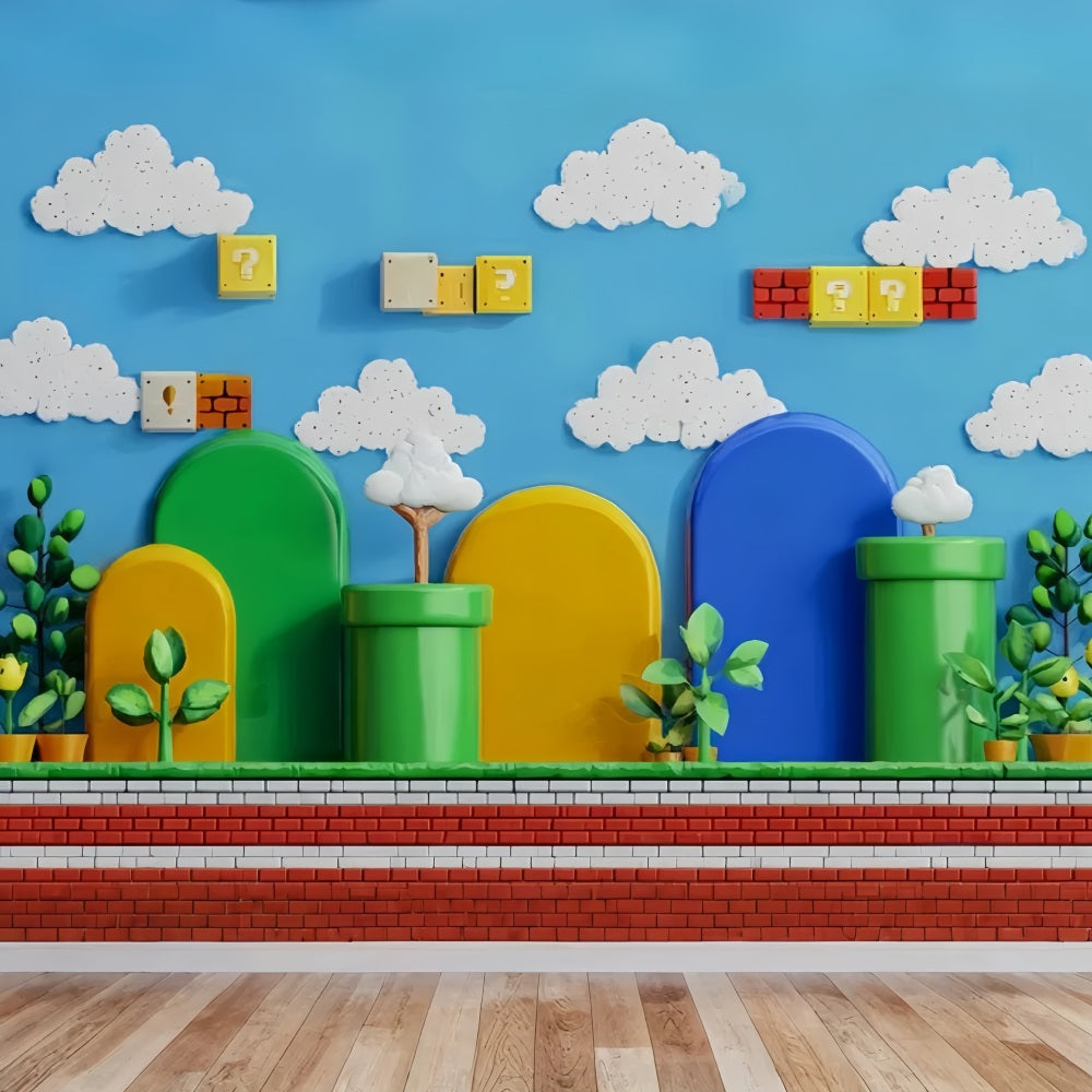 Toile de fond Retour à l’école Monde de Jeu Rétro Dessin Animé TWW59-208