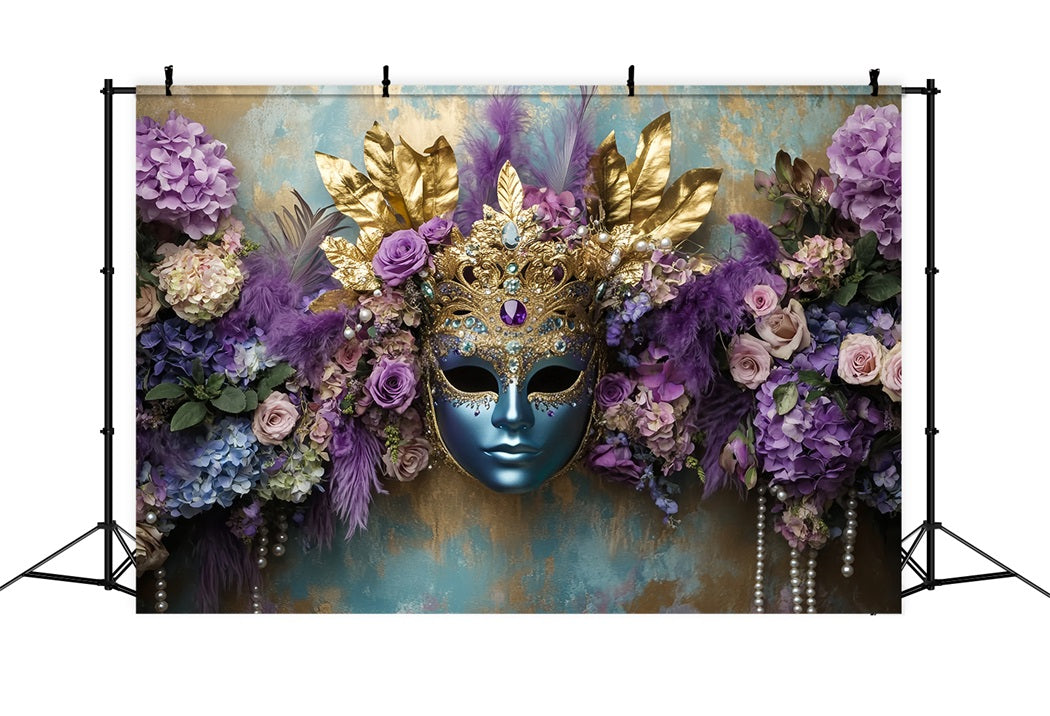 Toile de fond Cirque Masque Bleu Floral Violet Élégant TWW59-22