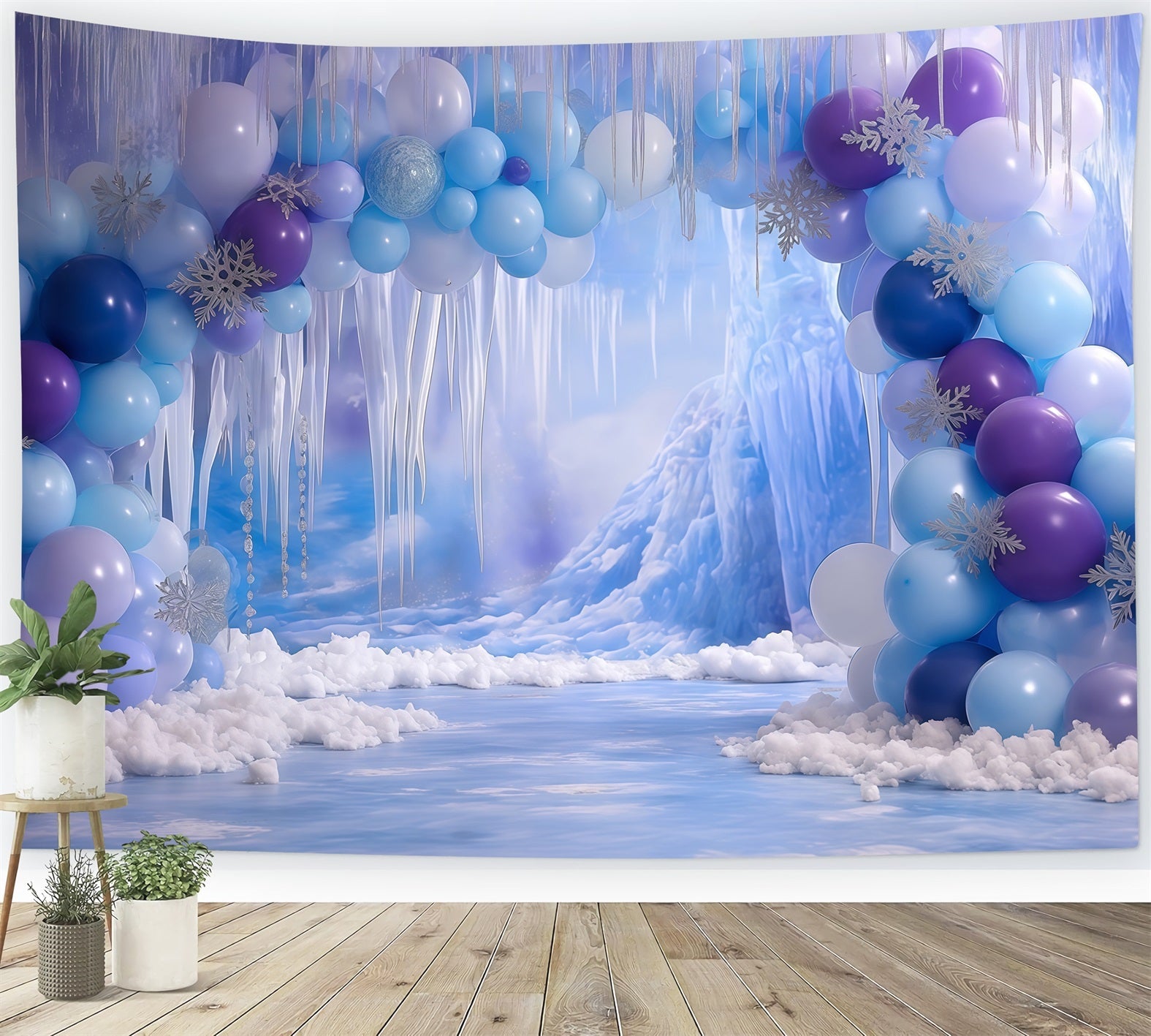 Fond pour cake smash Fille Frozen Ice Cave Fantasy Happy Birthday TWW59-227