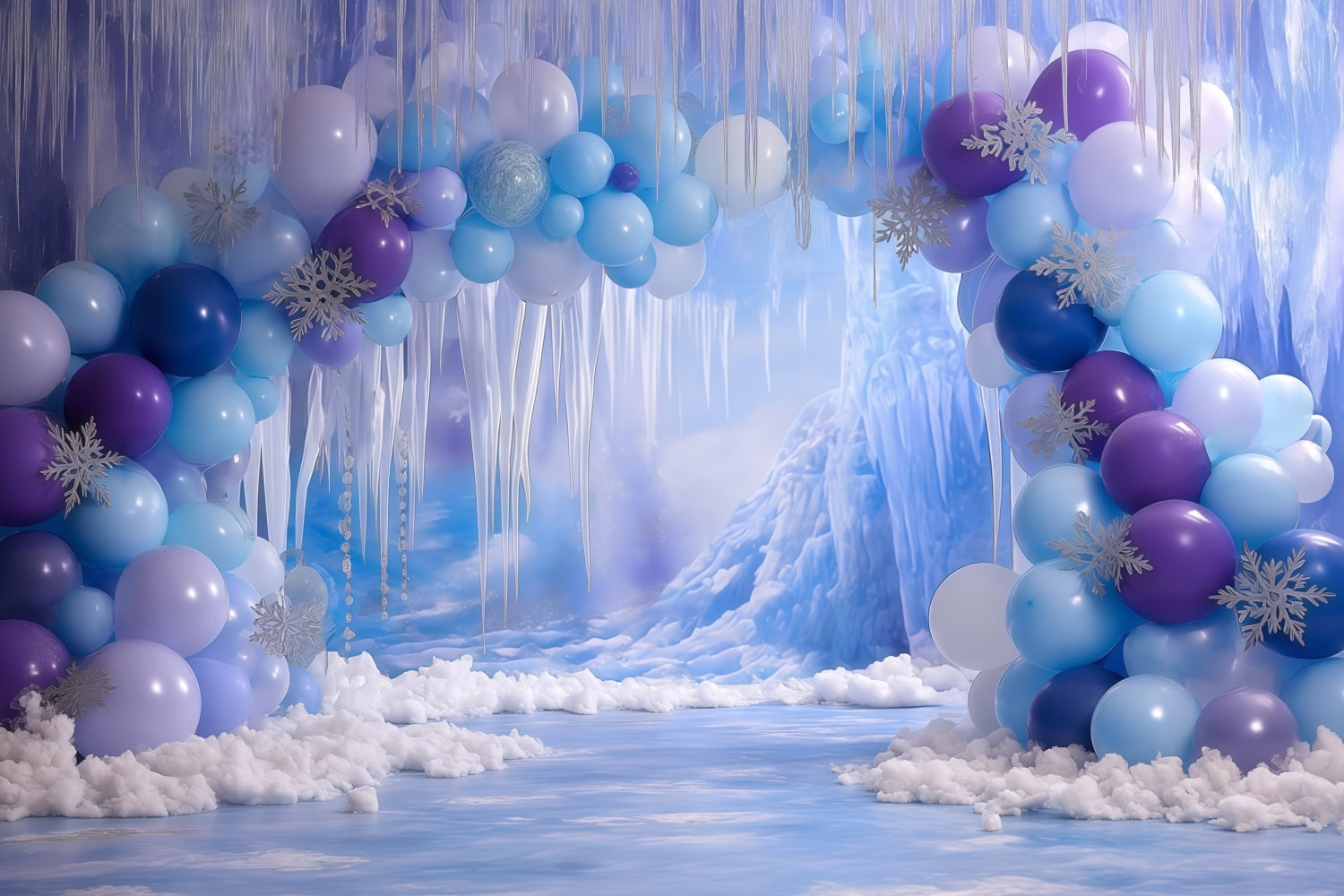 Fond pour cake smash Fille Frozen Ice Cave Fantasy Happy Birthday TWW59-227