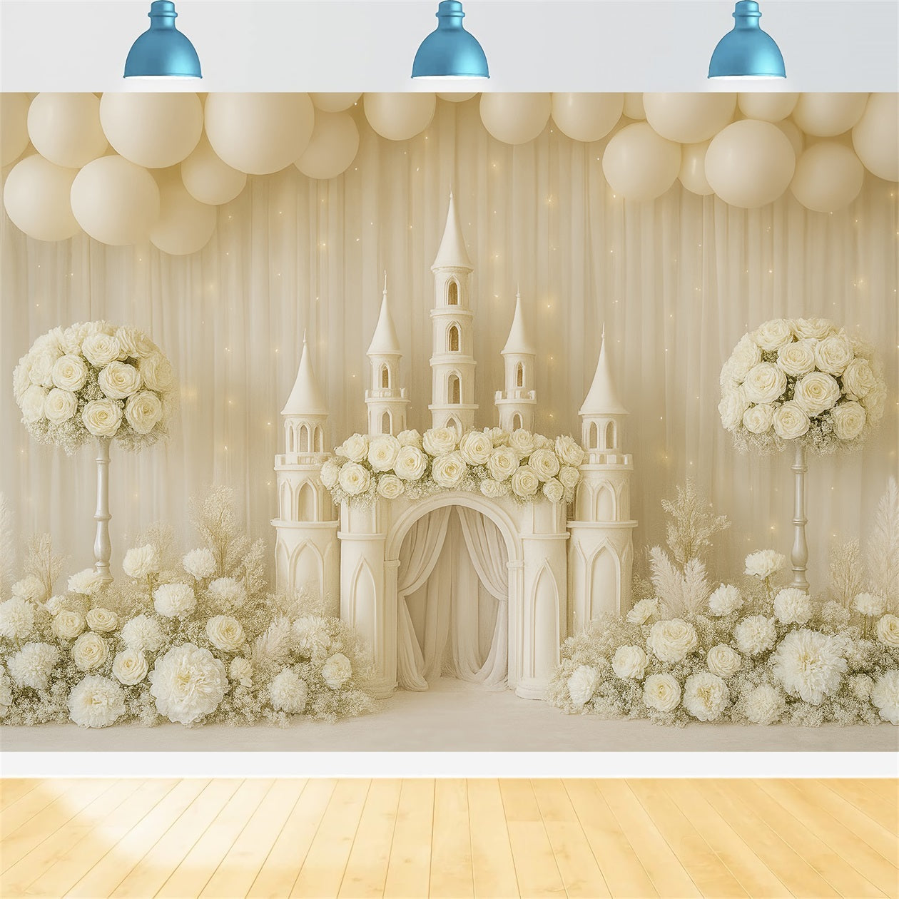 Fond pour photographie de cake smash Ivory Castle Floral Dream Birthday TWW59-229
