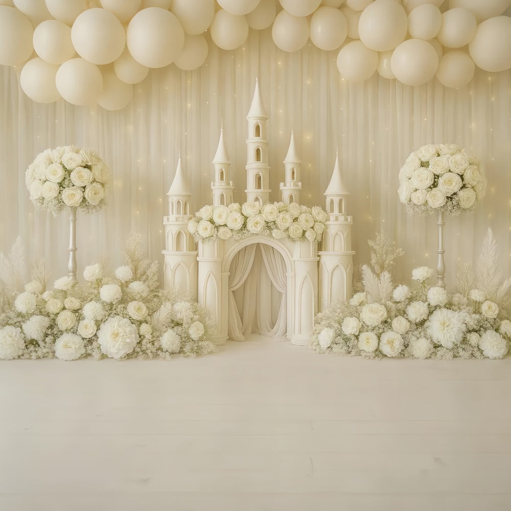 Fond pour photographie de cake smash Ivory Castle Floral Dream Birthday TWW59-229
