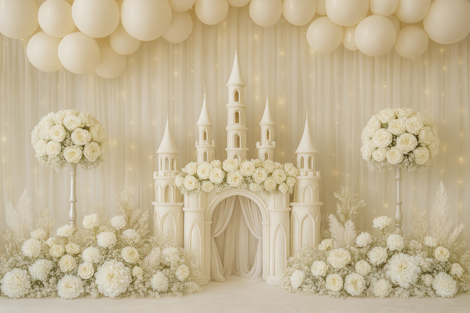 Fond pour photographie de cake smash Ivory Castle Floral Dream Birthday TWW59-229