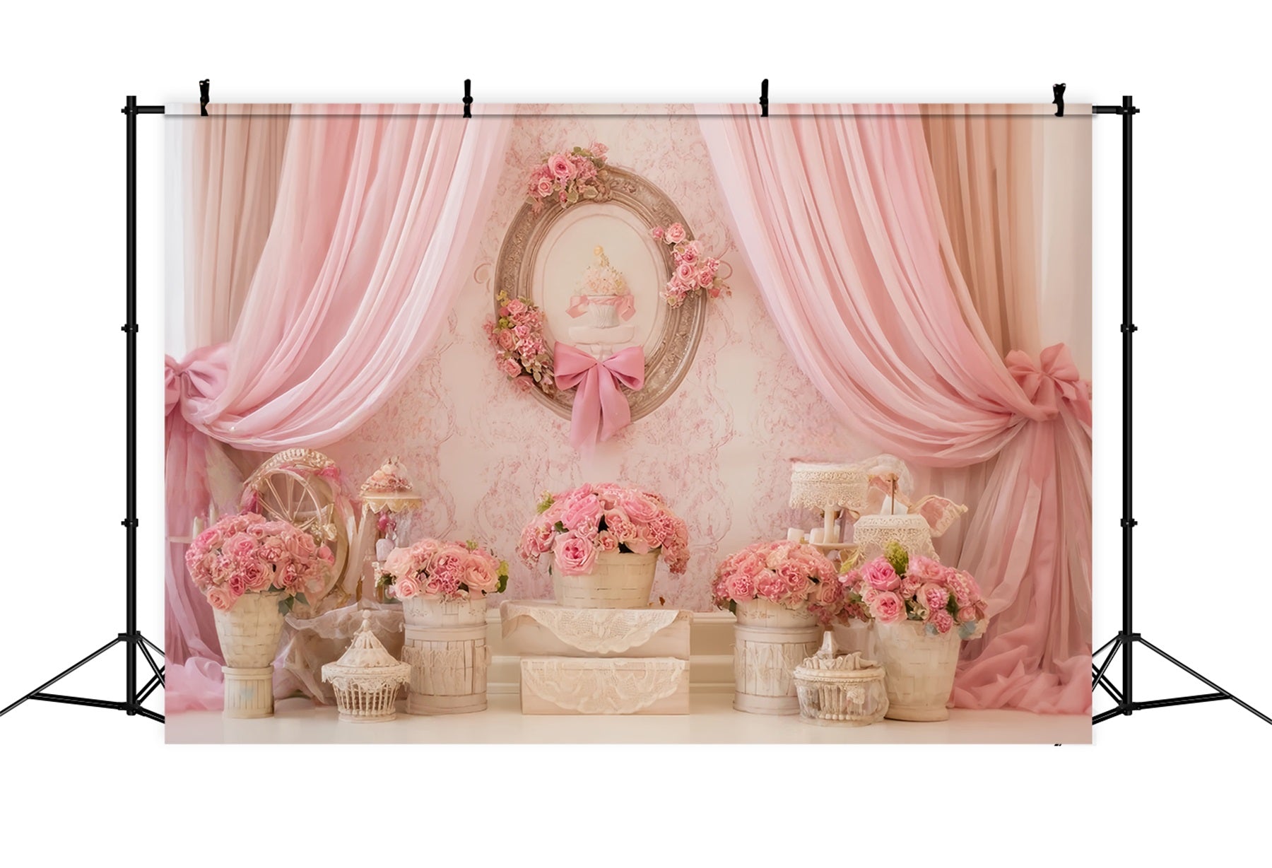 Fond pour cake smash rose floral vintage élégance anniversaire TWW59-230