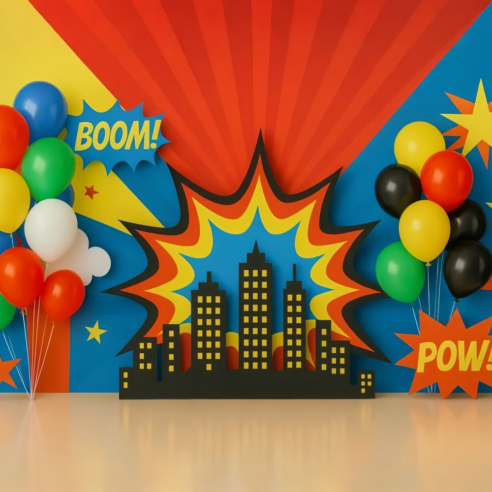 Fond pour cake smash Ballons colorés Fond pour cake smash City Burst TWW59-236