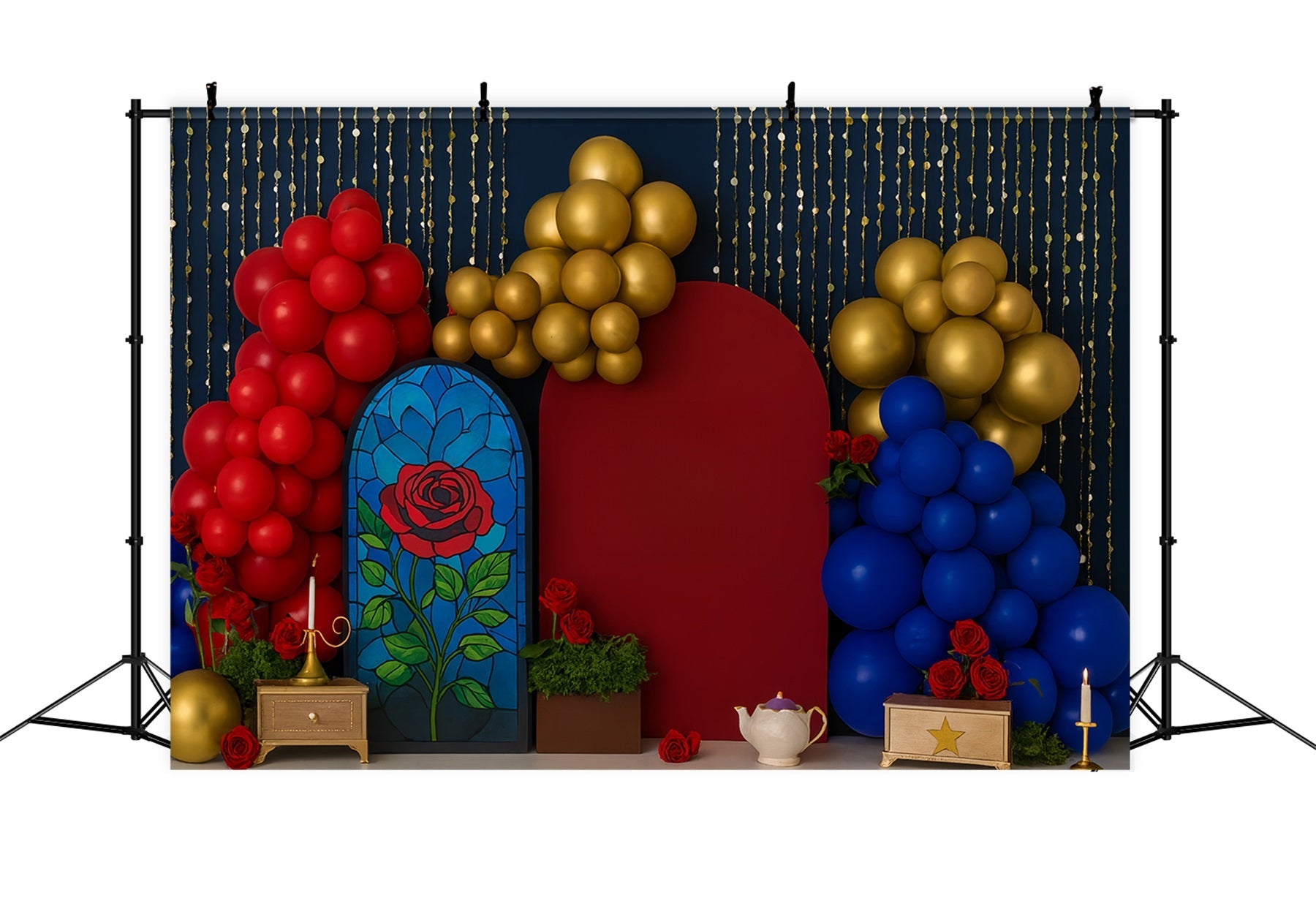 Fonds pour cake smash Rose enchantée Conte de fées Magie Joyeux anniversaire TWW59-240