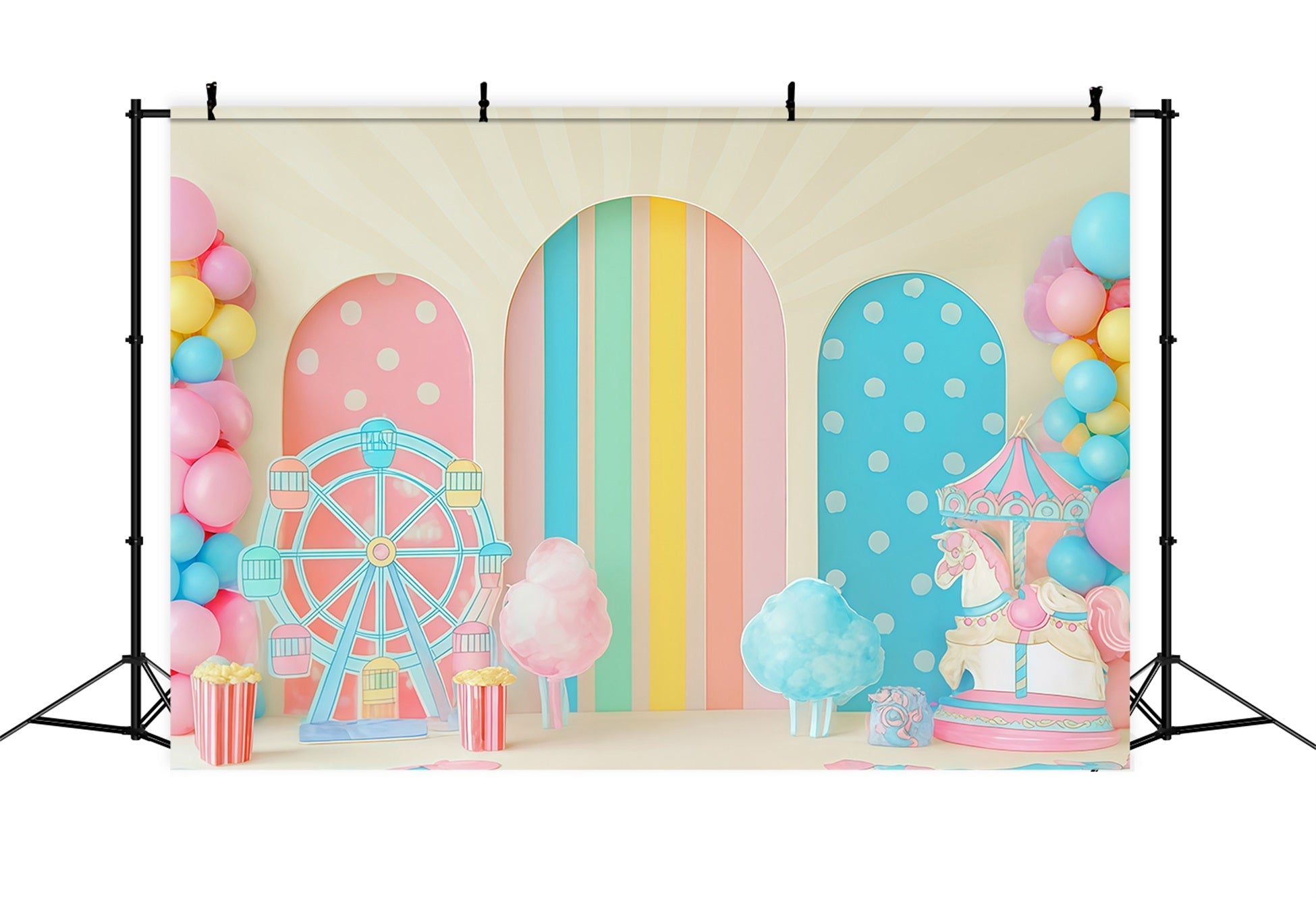 Toiles de fond pour gâteaux d'anniversaire Pastel Carnival Funland Delight Happy Birthday Backdrop TWW59-244