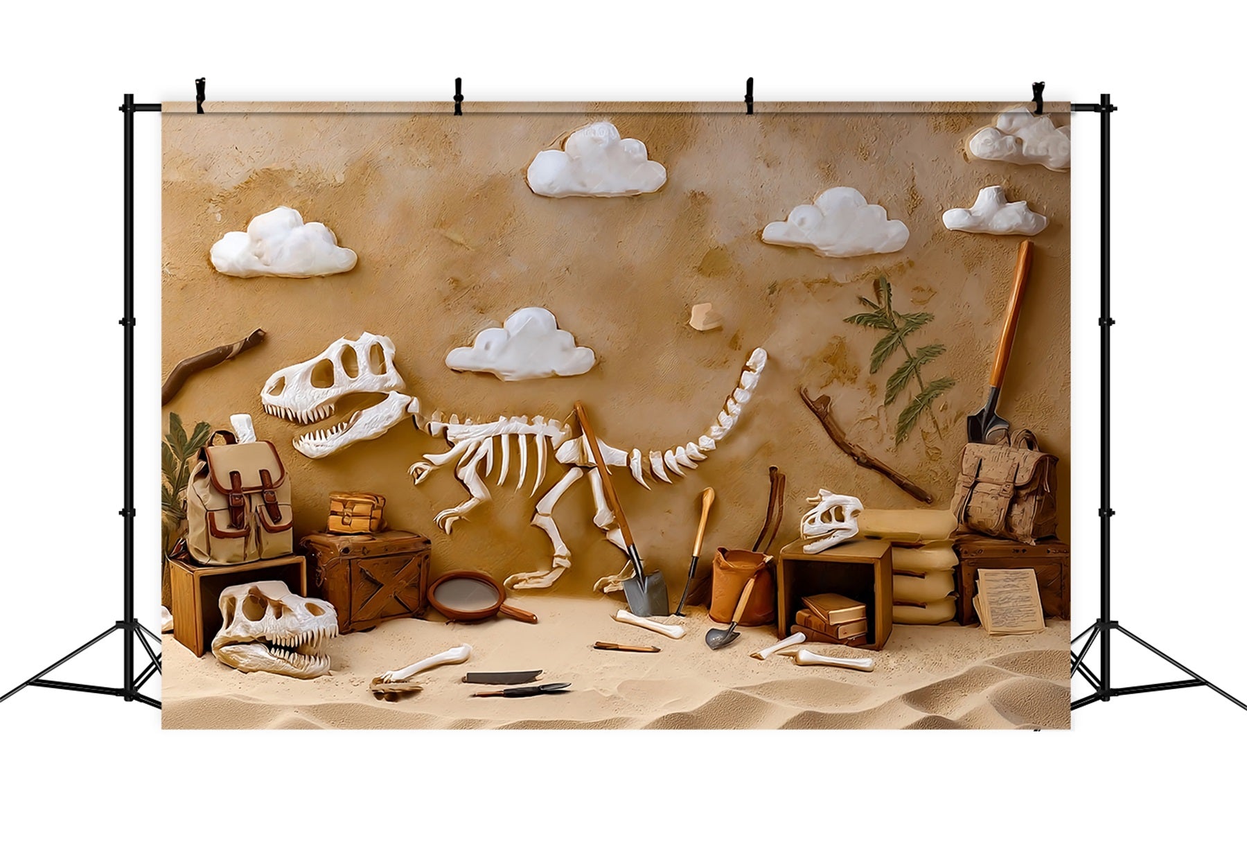 Toile de fond pour gâteaux d'anniversaire Dinosaur Fossil Adventure Dig Birthday Backdrops TWW59-246