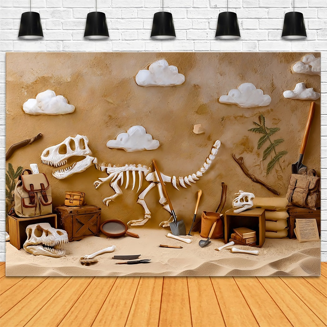 Toile de fond pour gâteaux d'anniversaire Dinosaur Fossil Adventure Dig Birthday Backdrops TWW59-246