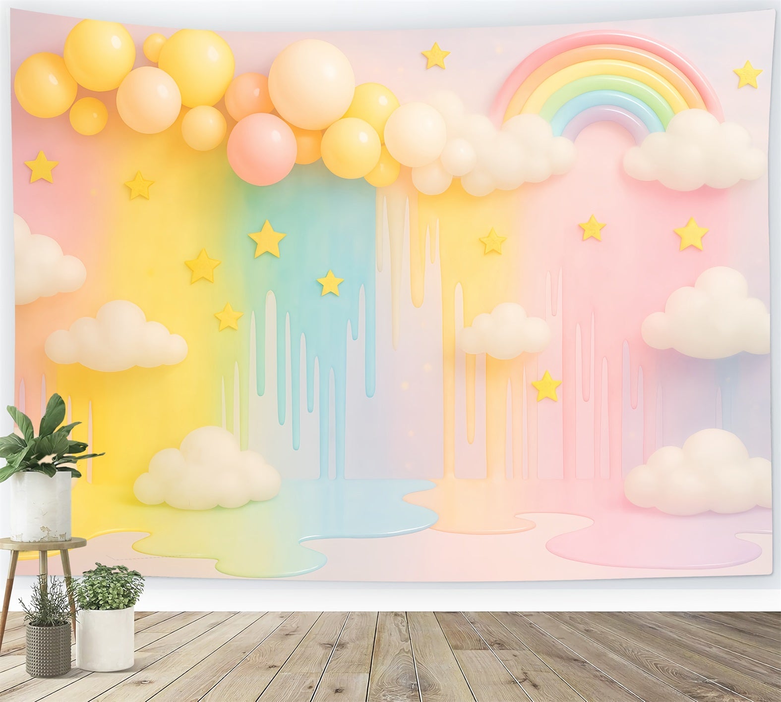 Fond pour smash cake Pastel Rainbow Cloud Dream Fond photo d'anniversaire TWW59-247