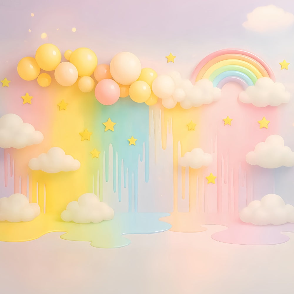Fond pour smash cake Pastel Rainbow Cloud Dream Fond photo d'anniversaire TWW59-247