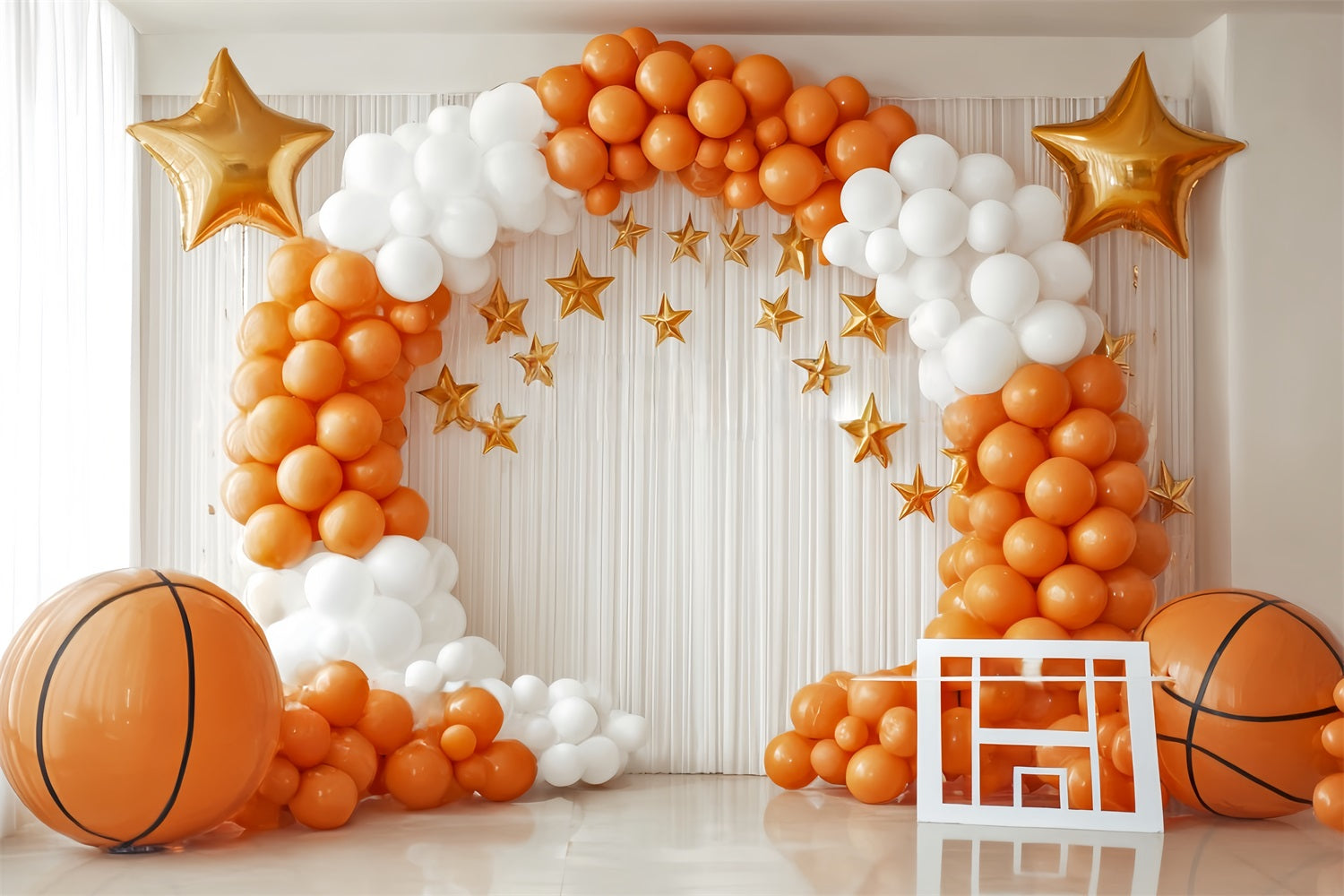 Fonds pour smash cake Basketball Star Balloon Arch Fond pour anniversaire TWW59-248