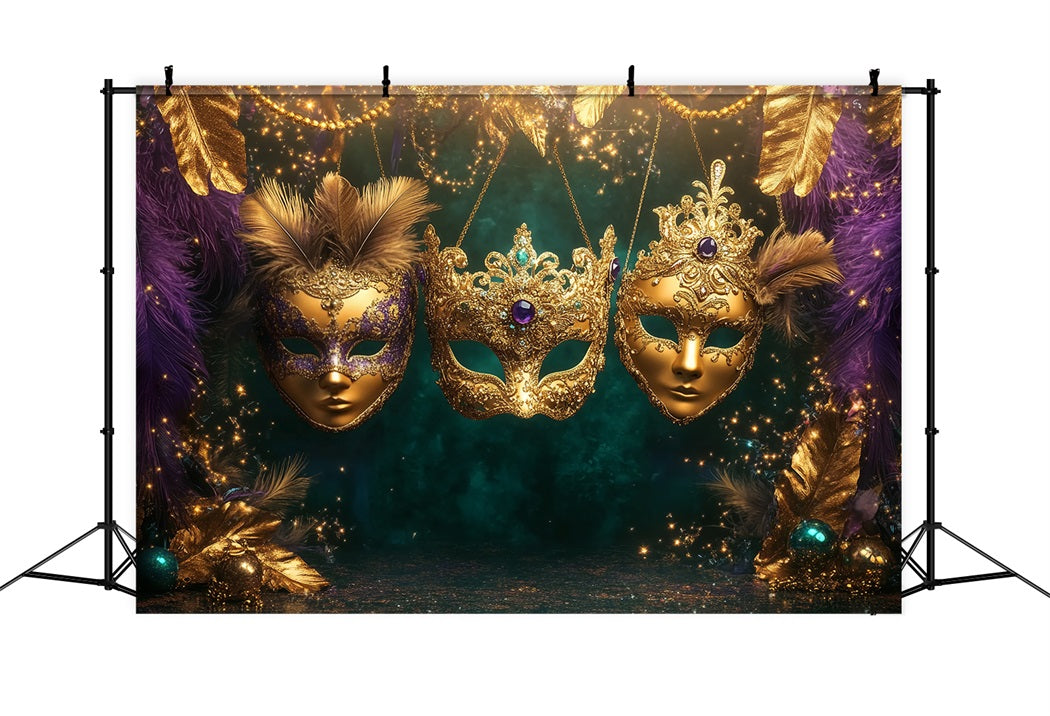 Toile de fond Cirque Masque Doré Mascarade Trio TWW59-25