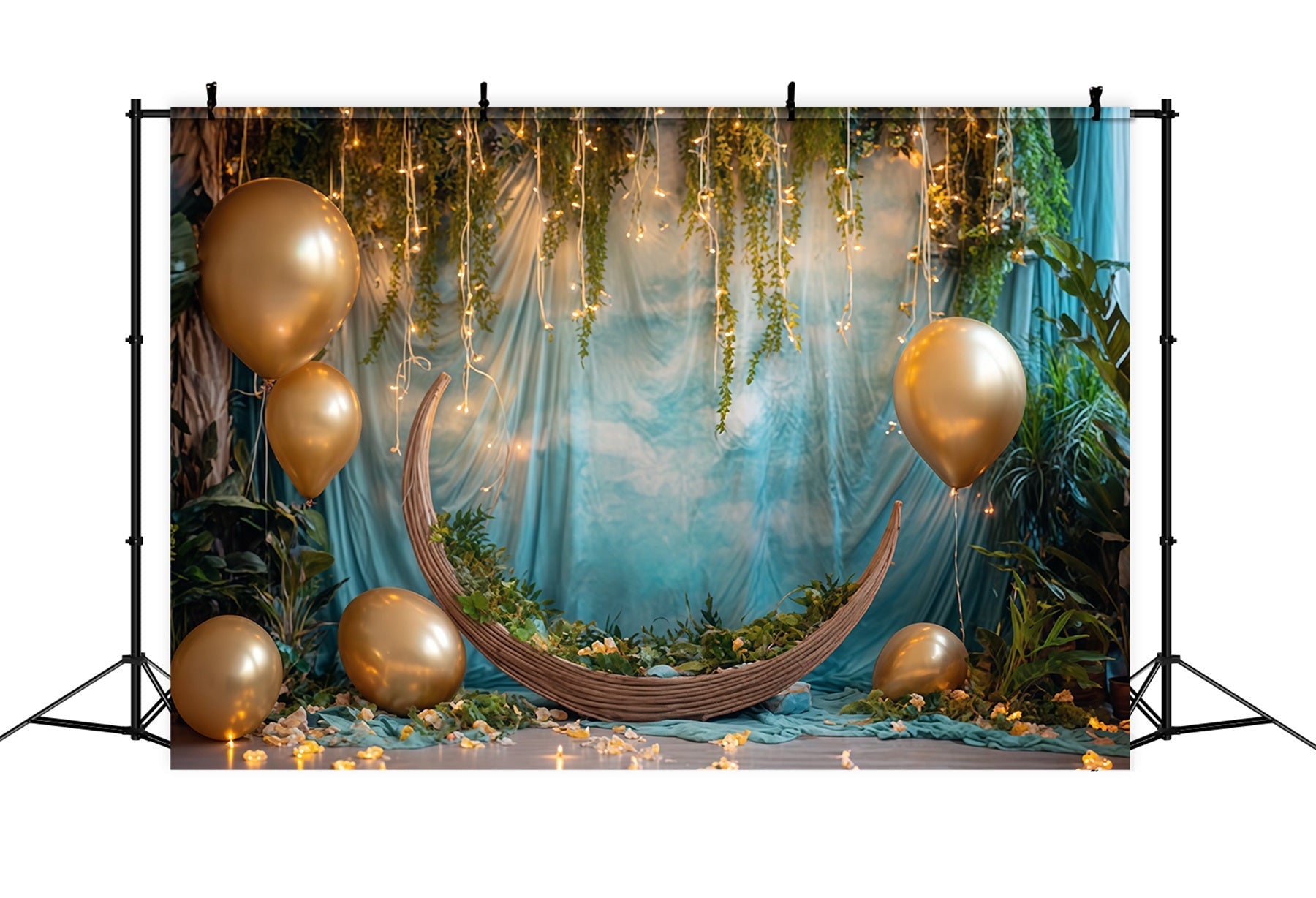 Fonds pour cake smash Fonds pour photographie de gâteaux de rêve dans la jungle au clair de lune doré TWW59-250