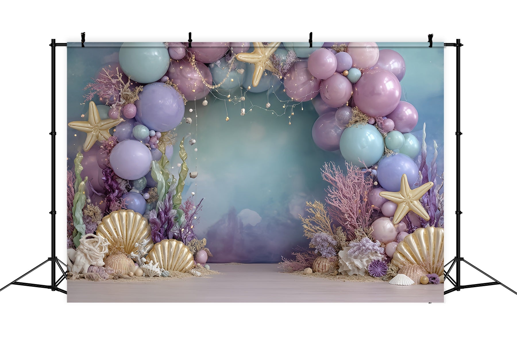 Toile de fond pour cake smash Girl Mermaid Ocean Fantasy Glow Happy Birthday Backdrop TWW59-253