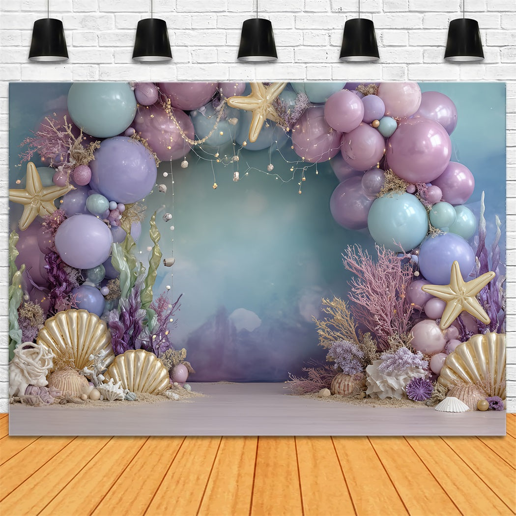 Toile de fond pour cake smash Girl Mermaid Ocean Fantasy Glow Happy Birthday Backdrop TWW59-253