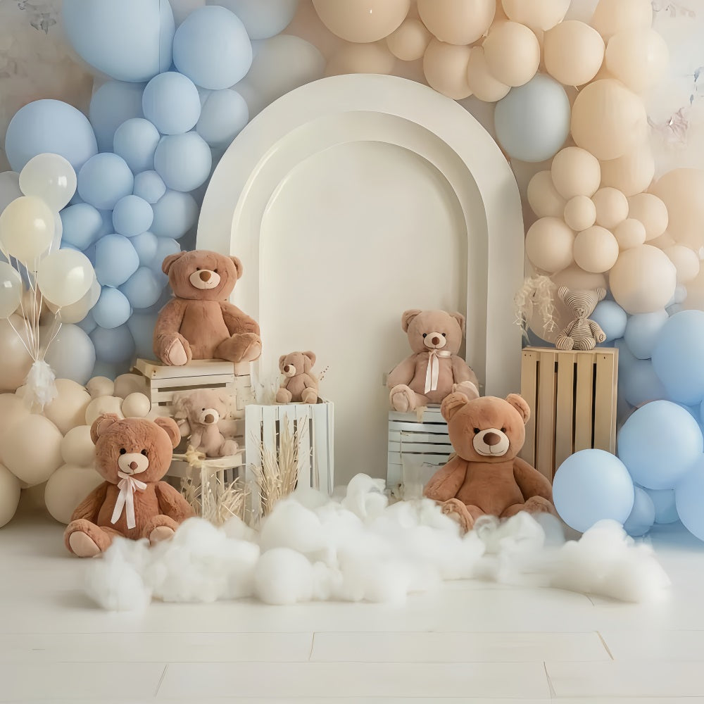 Fond Cake Smash Bleu Beige Teddy Balloon Dream Birthday TWW59-256