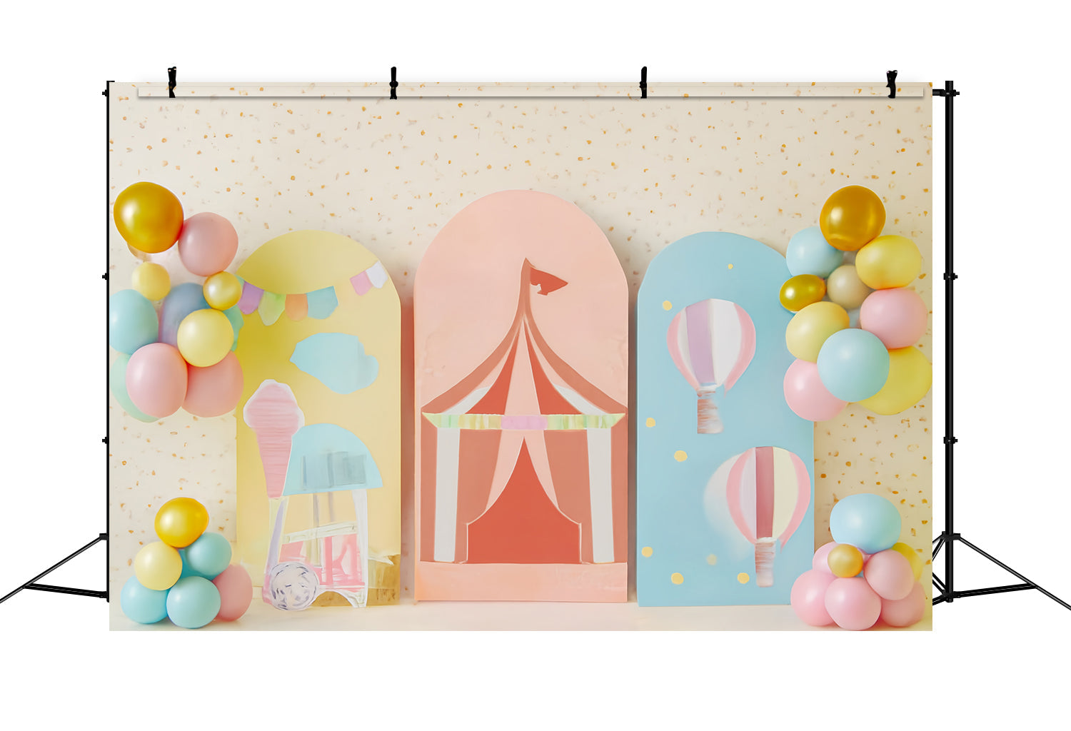 Fond pour gâteau d'anniversaire Pastel Circus Carnival Fond d'anniversaire amusant TWW59-259