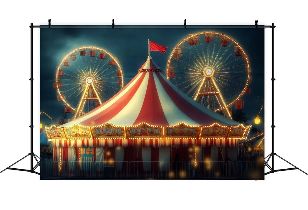 Toile de fond Cirque Chapiteau Grande Roue Lumineuse Carnaval TWW59-26