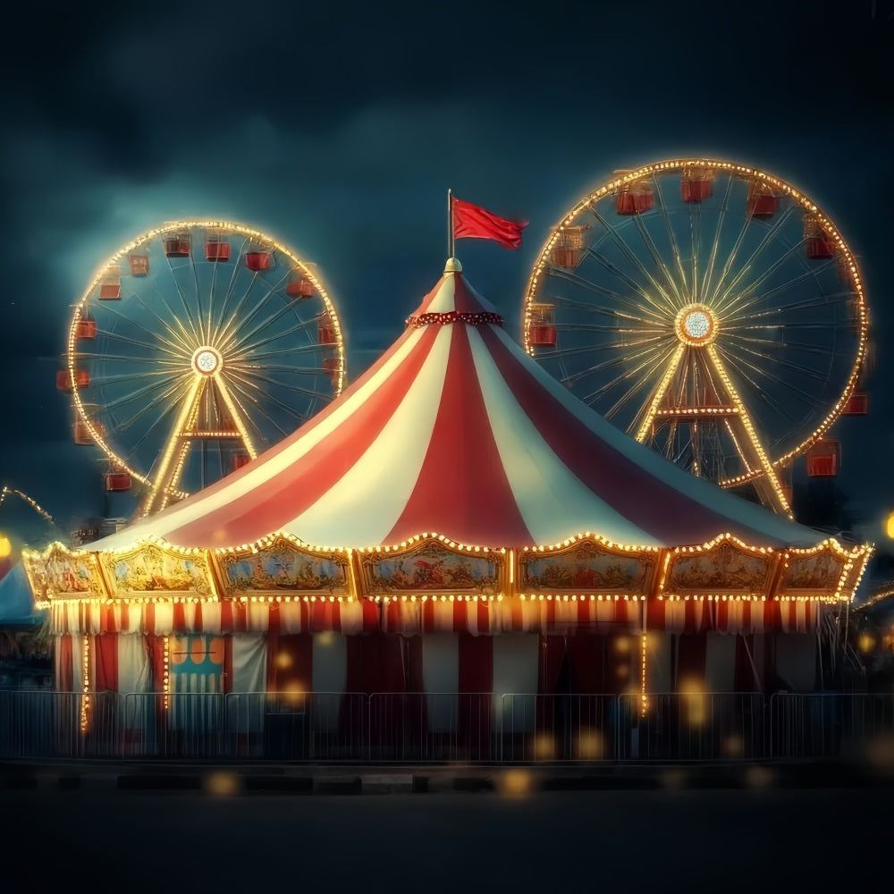Toile de fond Cirque Chapiteau Grande Roue Lumineuse Carnaval TWW59-26