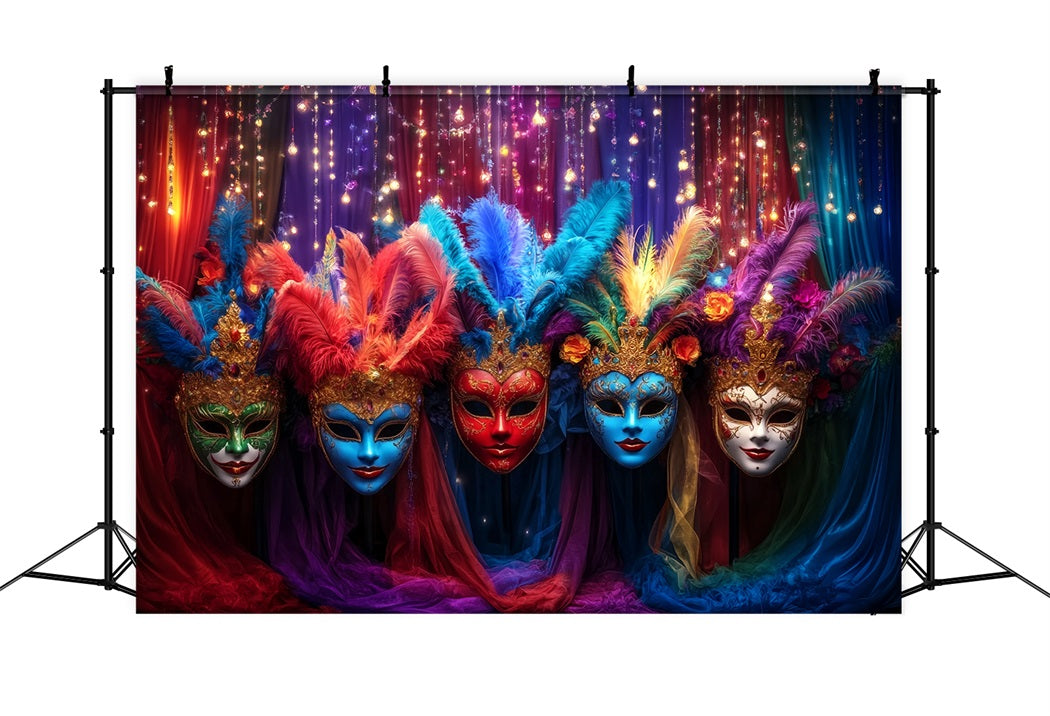 Toile de fond Cirque Masque Coloré Plumes Mascarade TWW59-27