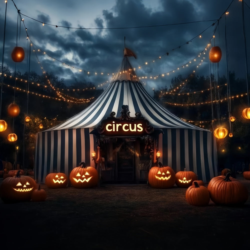 Toile de fond Cirque Halloween Citrouille Lanterne Chapiteau Carnaval TWW59-29
