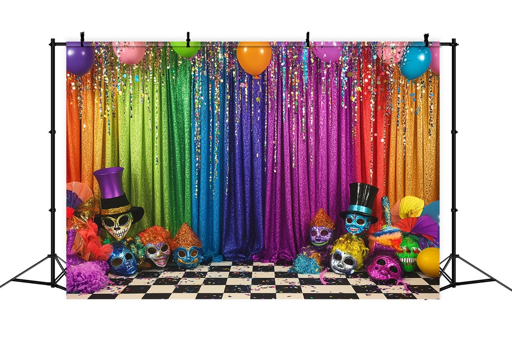 Toile de fond Cirque Masque Arc-en-Ciel Scène Paillettes TWW59-3