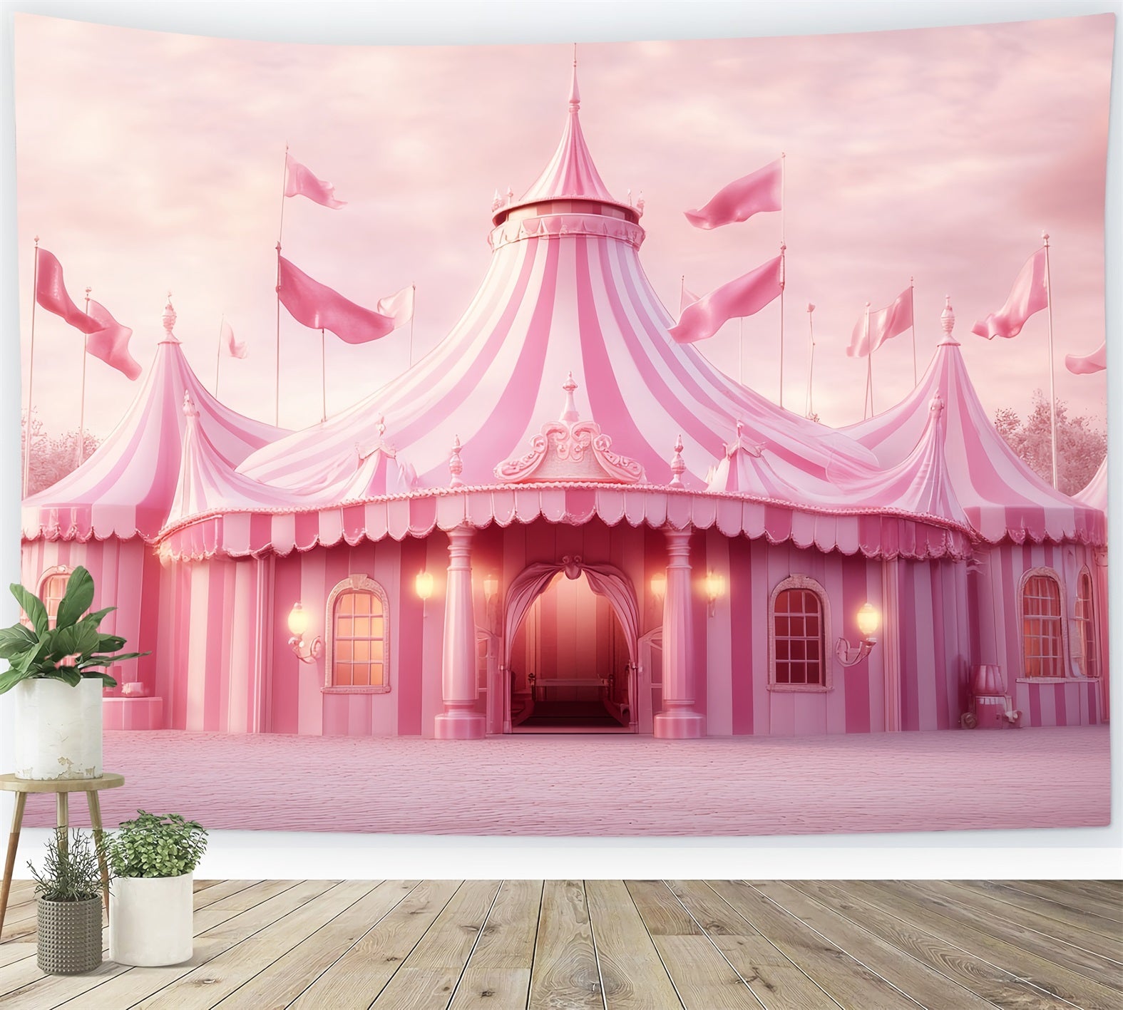Toile de fond Cirque Chapiteau Rose Conte de Fées TWW59-30