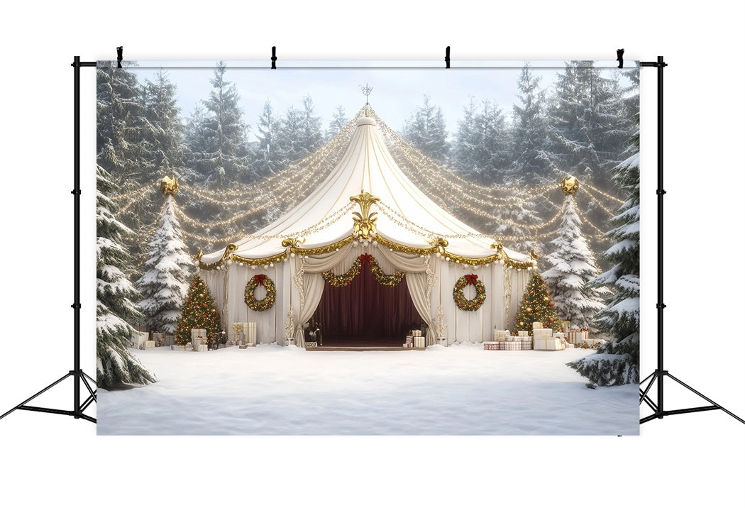 Toile de fond Cirque Noël Chapiteau Guirlande Blanche TWW59-31
