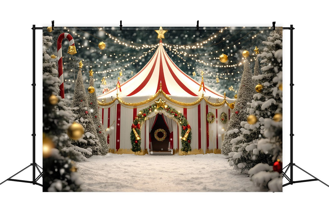 Toile de fond Cirque Noël Chapiteau Étoile Dorée Festive TWW59-32