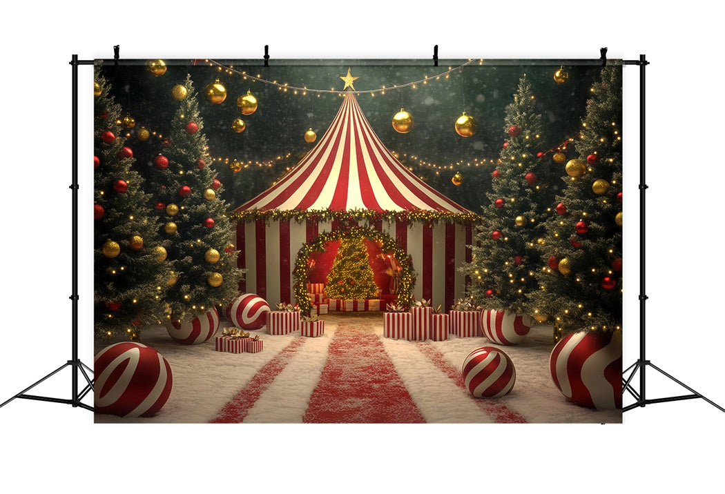 Toile de fond Cirque Noël Chapiteau Arbre Bonbons TWW59-33
