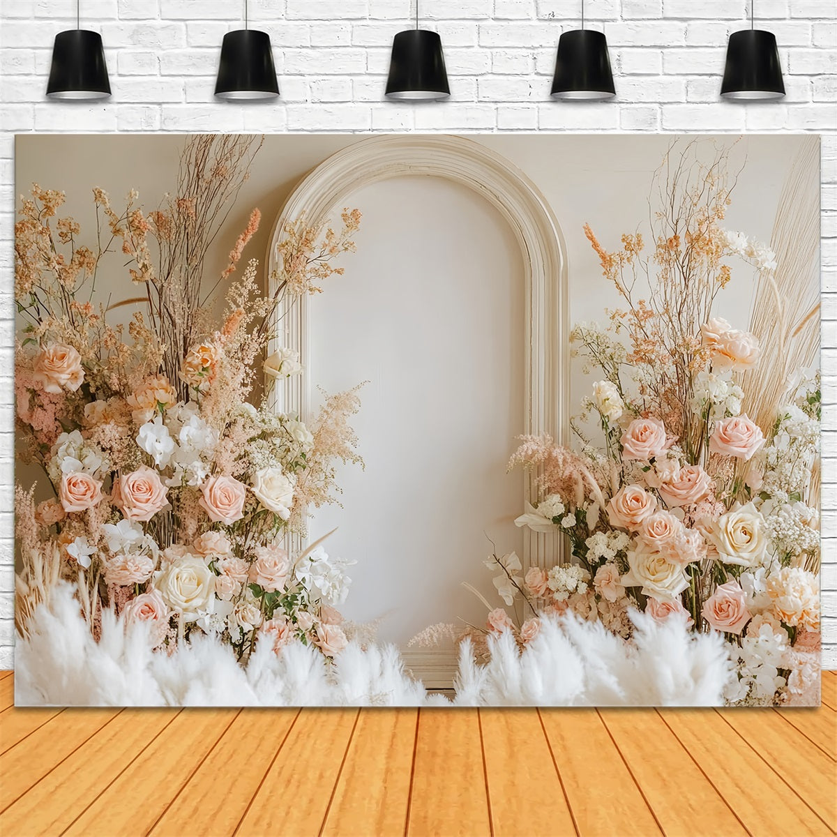 Toile de fond Mariage Bohème Arche Rose Pâle Élégance Florale TWW59-35