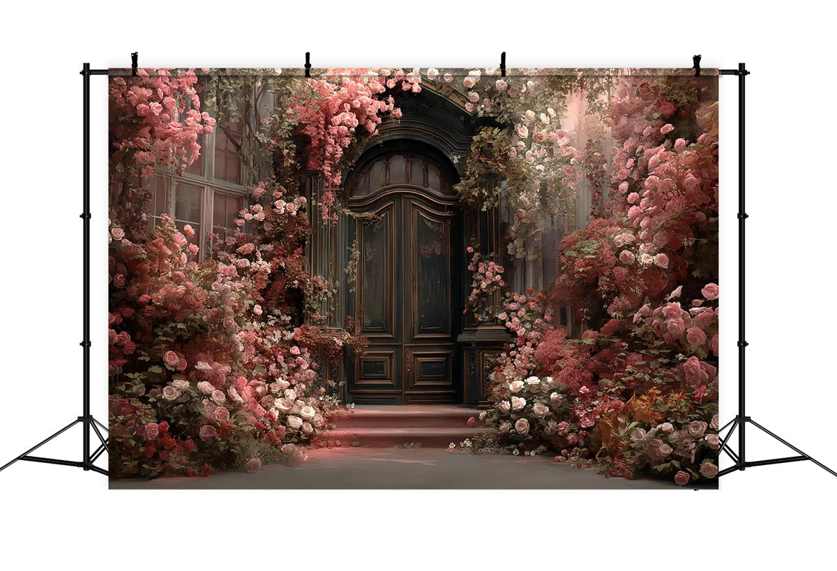 Toile de fond Mariage Vintage Jardin Romantique Porte Roses TWW59-37