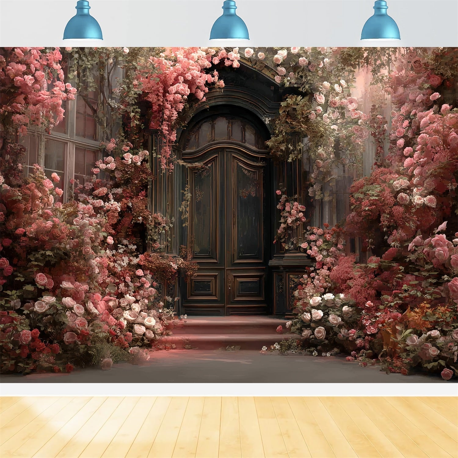 Toile de fond Mariage Vintage Jardin Romantique Porte Roses TWW59-37