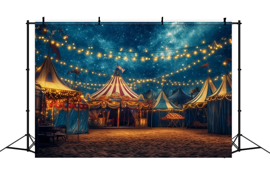 Toile de fond Cirque Chapiteau Nuit Étoilée Lumières Festives TWW59-5
